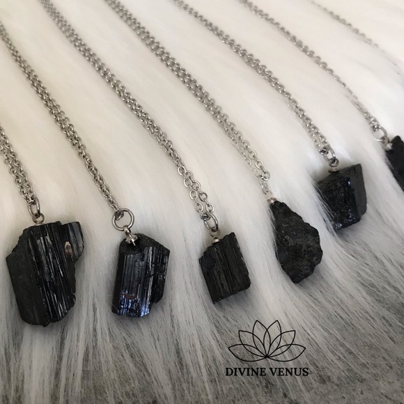 Black Tourmaline Stainless Steel Necklace - Picture 5 of 8